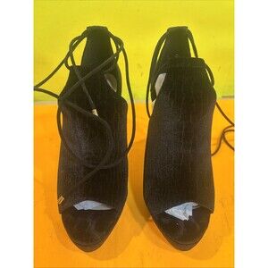 Women’s Aldo Black Tilley Heels Size 7 Peep Toe Ankle Wrap Heels Great Condition